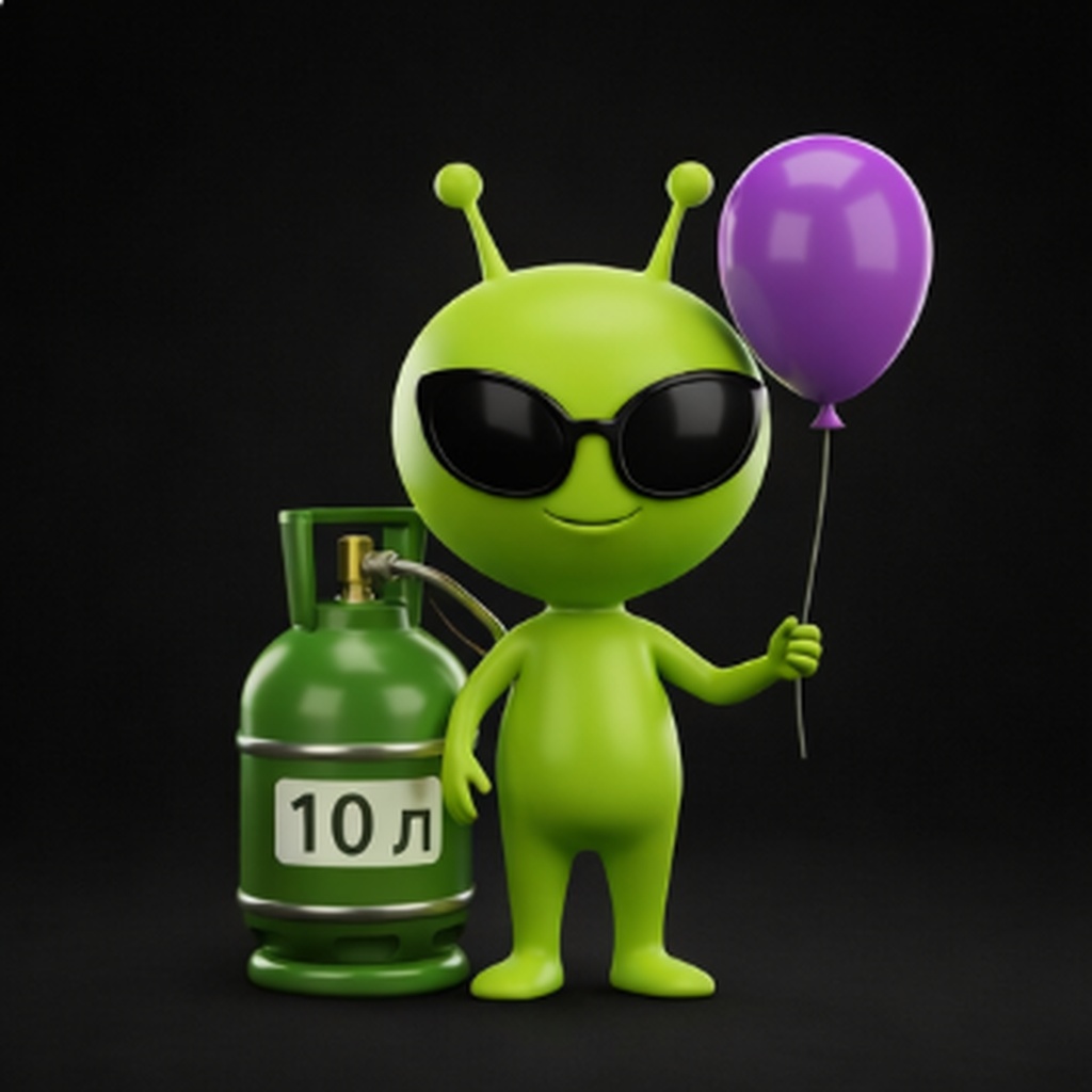 Газовый баллон 10 л с мультяшным инопланетянином